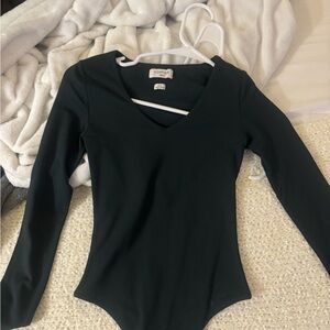 Aritzia Dark Green Long Sleeve Bodysuit